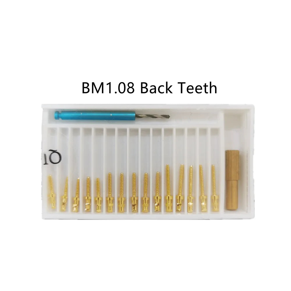 15Pcs Dental Screw Posts Kits Gold Plated Link Pins Refills Anterior Posterior Teeth Dentistry Root Canal Nail Dentist Materials