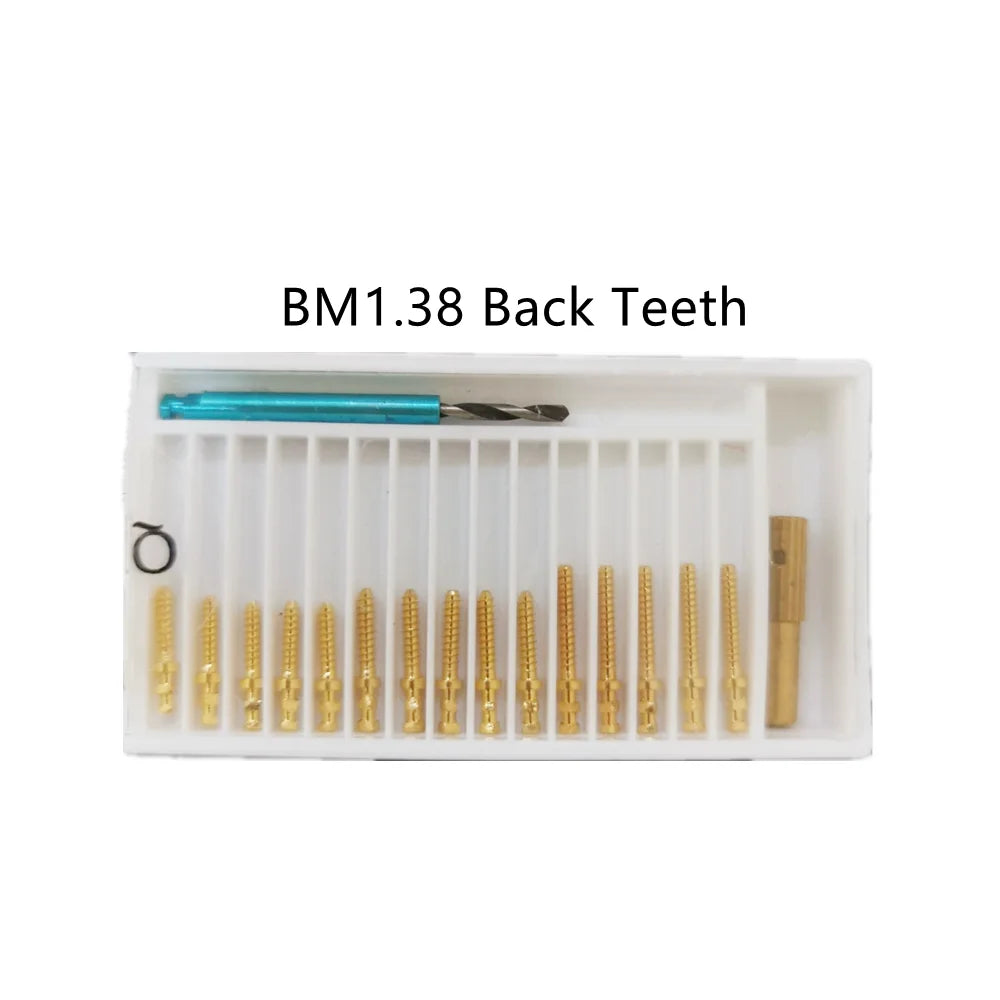 15Pcs Dental Screw Posts Kits Gold Plated Link Pins Refills Anterior Posterior Teeth Dentistry Root Canal Nail Dentist Materials