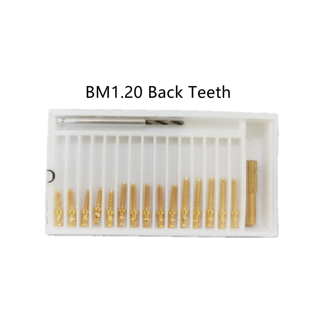 15Pcs Dental Screw Posts Kits Gold Plated Link Pins Refills Anterior Posterior Teeth Dentistry Root Canal Nail Dentist Materials