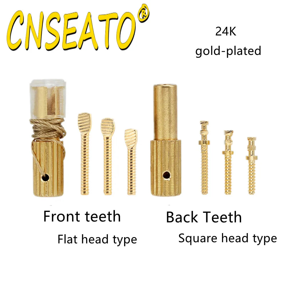 15Pcs Dental Screw Posts Kits Gold Plated Link Pins Refills Anterior Posterior Teeth Dentistry Root Canal Nail Dentist Materials